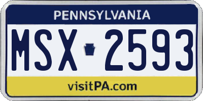 PA license plate MSX2593