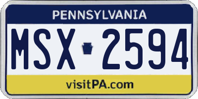 PA license plate MSX2594