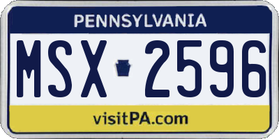 PA license plate MSX2596