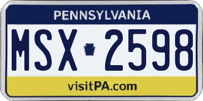 PA license plate MSX2598