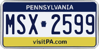 PA license plate MSX2599