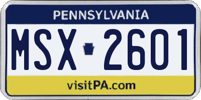 PA license plate MSX2601