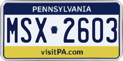 PA license plate MSX2603