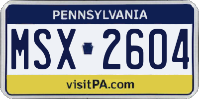 PA license plate MSX2604