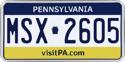 PA license plate MSX2605