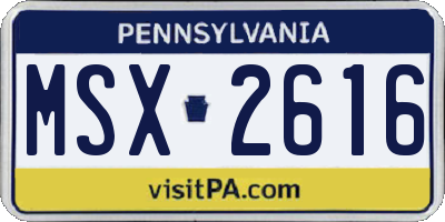 PA license plate MSX2616