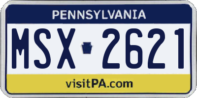 PA license plate MSX2621