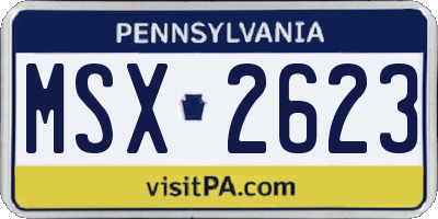 PA license plate MSX2623