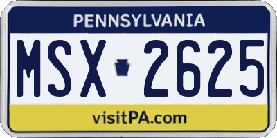PA license plate MSX2625