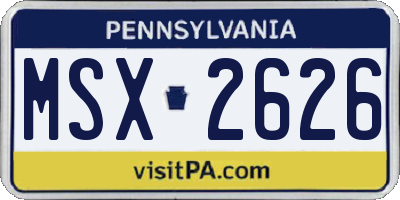 PA license plate MSX2626