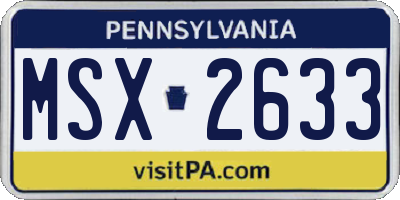 PA license plate MSX2633