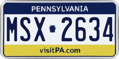 PA license plate MSX2634