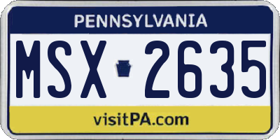 PA license plate MSX2635
