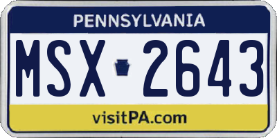PA license plate MSX2643