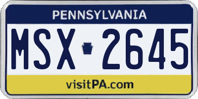 PA license plate MSX2645