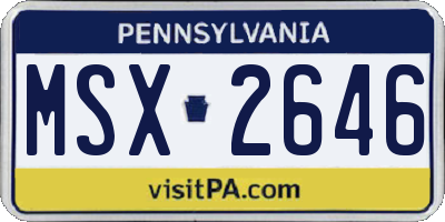PA license plate MSX2646