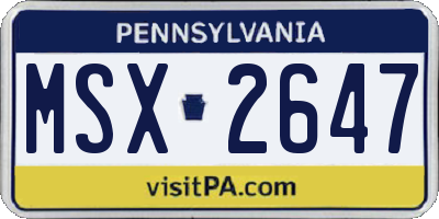 PA license plate MSX2647