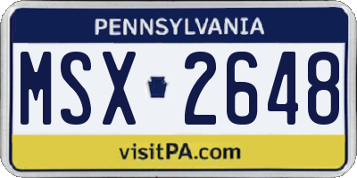 PA license plate MSX2648