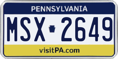 PA license plate MSX2649