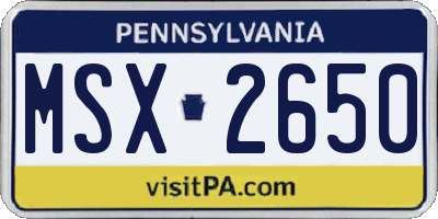 PA license plate MSX2650