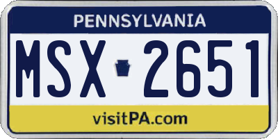 PA license plate MSX2651