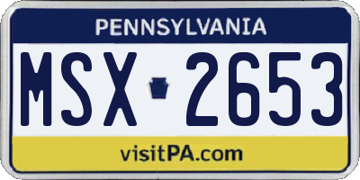 PA license plate MSX2653