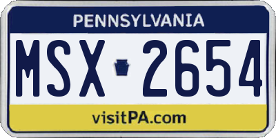 PA license plate MSX2654