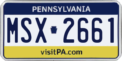 PA license plate MSX2661