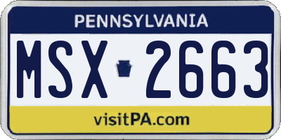 PA license plate MSX2663
