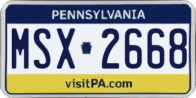 PA license plate MSX2668
