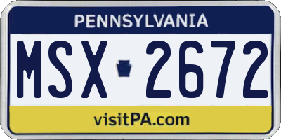 PA license plate MSX2672