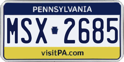 PA license plate MSX2685