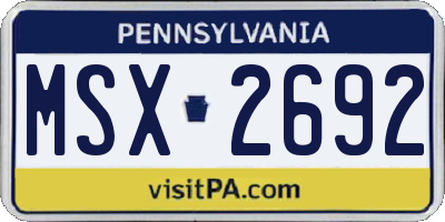PA license plate MSX2692