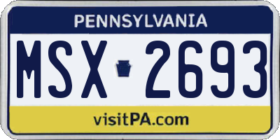 PA license plate MSX2693