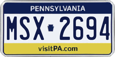 PA license plate MSX2694