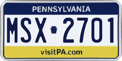 PA license plate MSX2701