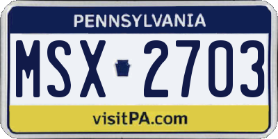 PA license plate MSX2703