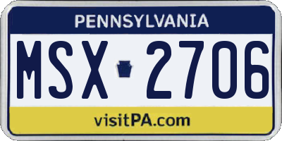 PA license plate MSX2706