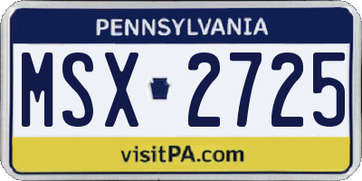 PA license plate MSX2725