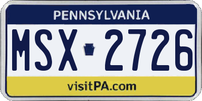 PA license plate MSX2726
