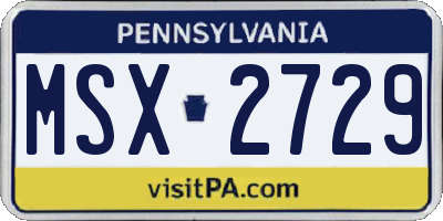 PA license plate MSX2729
