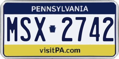 PA license plate MSX2742