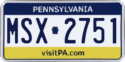 PA license plate MSX2751