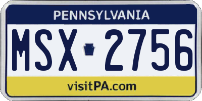 PA license plate MSX2756
