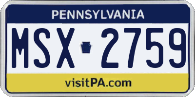 PA license plate MSX2759