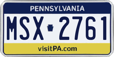 PA license plate MSX2761