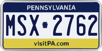 PA license plate MSX2762