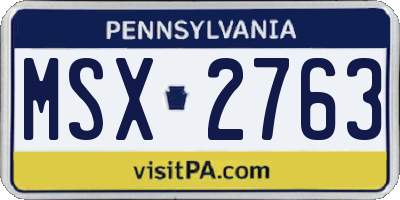 PA license plate MSX2763