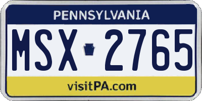 PA license plate MSX2765