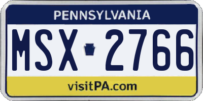 PA license plate MSX2766